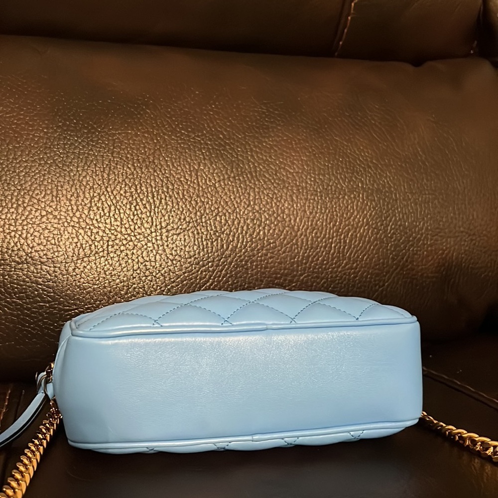 Versace Smooth DV Blue Lamb Leather Quilted Napa Camera Crossbody Handbag NEW - Picture 7 of 8